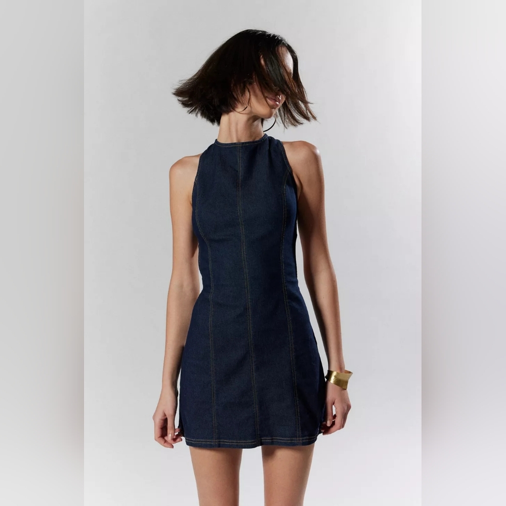 Silence + Noise Dark Blue Mini Dress